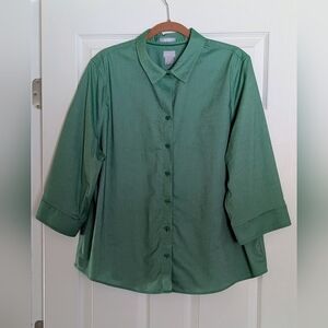 Chicos No Iron Cotton Stretch Blouse, Apple Green, Chicos sz 4